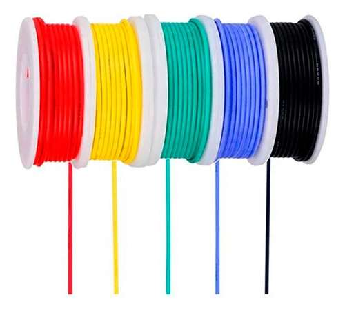 5 Rollos 50m De Cable 24awg De Cobre Puro Estañado Eléctrico