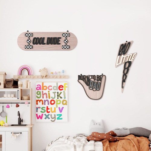Briwoooody 3 Pcs Señal De Placa De Madera Rad Little Dude Wo