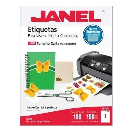 Caja Etiquetas Adhesivas Janel Carta Para Recortar 600hjas