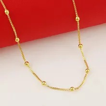 Nuevo Genuino 24k Collar De Oro, Chapado En Oro 45cm Caja De