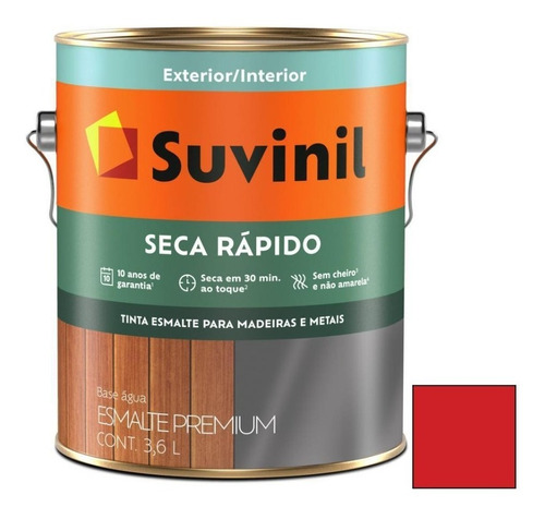 Pintura Esmalte Suvinil 3,6l Rojo Base Agua Triple Accion 