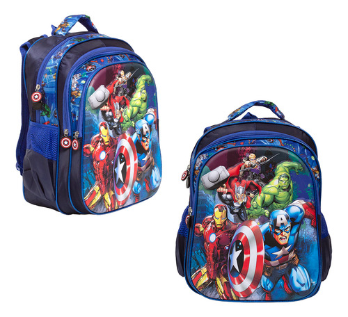 Mochila Iantil Menino Vingadores 3d Grande 24 Hrs