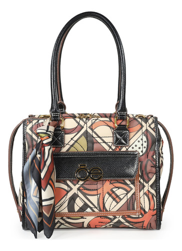 Bolsa Satchel Cloe Para Mujer Mediana Textil Con Mascada Color Multicolor