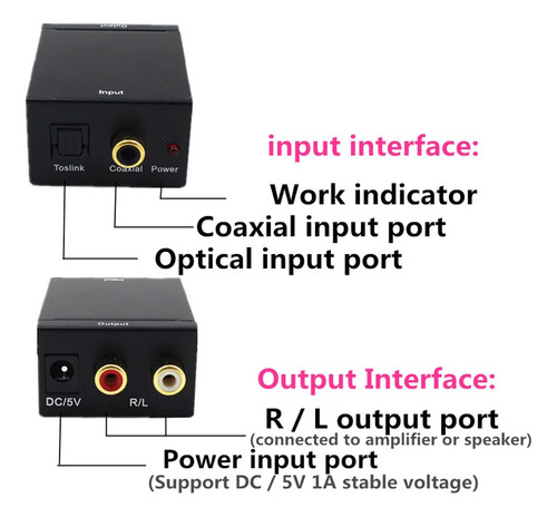 Convertidor Adaptador Audio Optico Bluetooth A Rca Analogo