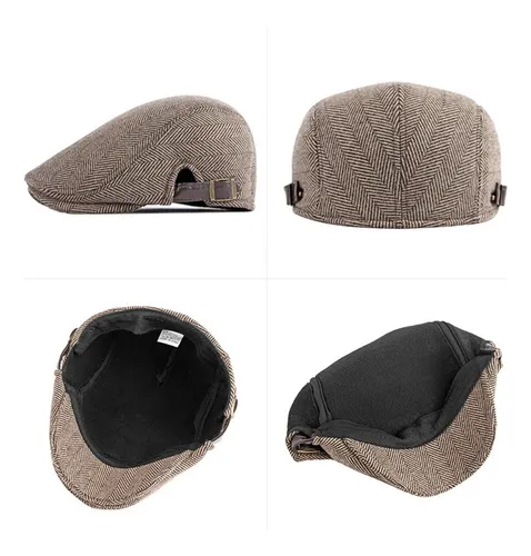 Ay Gorra De Boina De Lana Gruesa Y Cálida Para Hombre