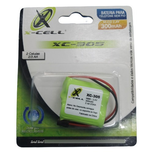 Bateria Para Telefone Sem Fio Xc-305 X-cell 300mah 2,4v