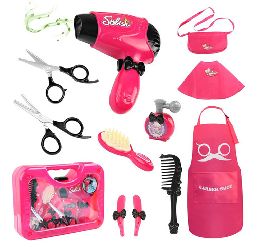 Hapgo Girls Beauty Salon Set Pretend Play Stylist Hair Cutti