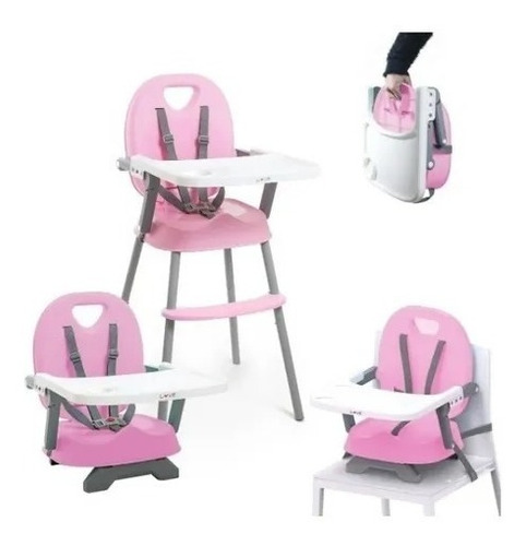 Silla De Comer Bebe 3 En 1 Love 660 Convertible Booster Color Rosa Silla Convertible