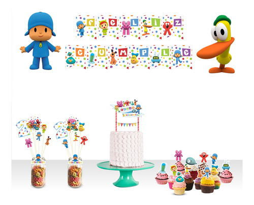 Mega Pack Pocoyo Topper Banderin Pinchos 