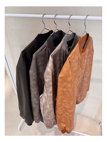 Campera Cuerina Oversize Cuello Redondo Talle Grande