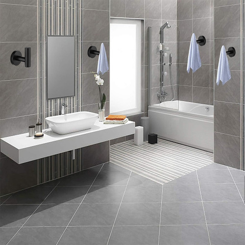 4pcs Acero Inoxidable Gancho Para Pared,7cdxd 304 Ganchos Para Percheros Y Toalla,accesorios De Baño Set,para Dormitorio,cocina,sala De Estar,garaje,aseo Ganchos De Pared,el Baño O La Oficina,negro
