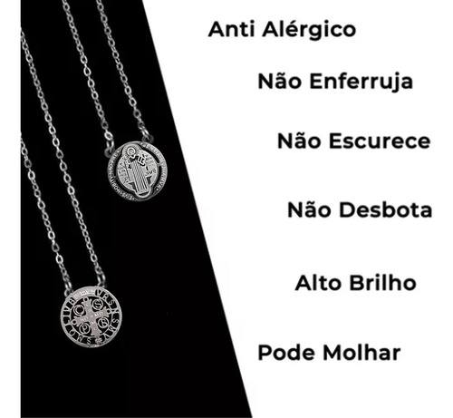 Escapulários Amuletos Aço Inox 316l Prateado São Bento Vazado