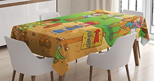 Ambesonne Cartoon Tablecloth, Imagen De Vaquero L27lx