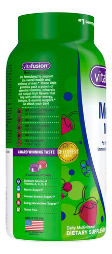 Vitafusion Multivitamínico Para Hombres Con 220 Gomitas Sabor Frutos Rojos