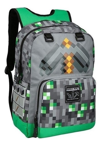 Mochila Escolar Para Estudiantes Minecraft Creeper Diamond 1