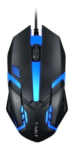 Mouse Gamer T-wolf  V1 Negro Cableado Óptico Luces De Color 