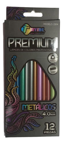 12 Lapices De Colores Metalicos Profesionales Tryme Premium