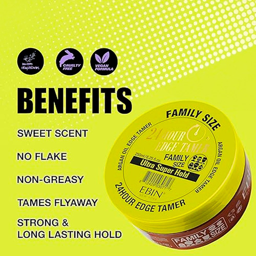 Gel Fixação Cabelo Ebin Edge Tamer 24-hr 250ml U.s Hold