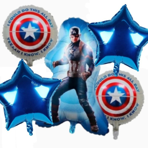 Capitan América Set De Globos Metálicos Tipo Buquet