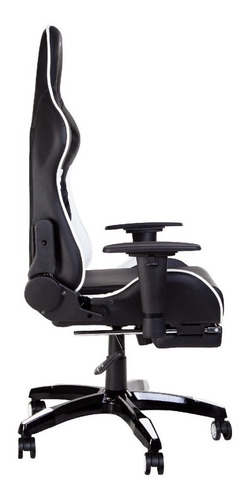 Imagen 3 de 5 de Silla de escritorio Nibio Destroyer gamer ergonómica negra y blanca con tapizado de cuero sintético