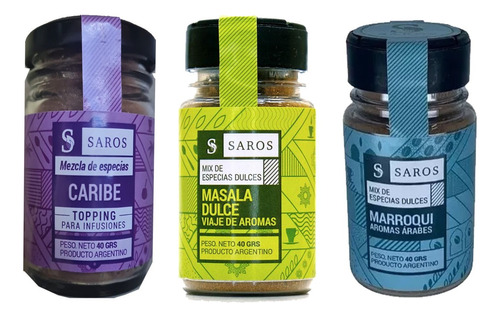 Combo 3 Sabores Toppings Infusiones Saros Mezcla De Especias