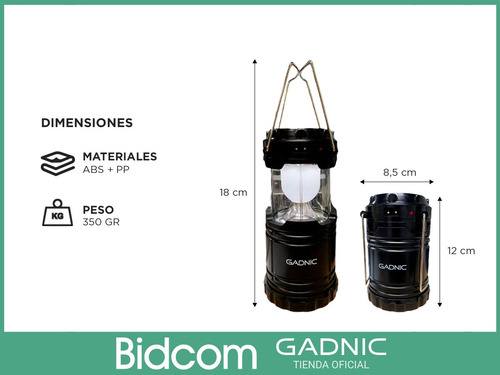 Farol Luz Led Solar Campamento Extensible Gadnic Recargable