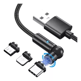 Cable Cargador Usb Magnetico 3 En 1 Rotativo 540° 1 Metro