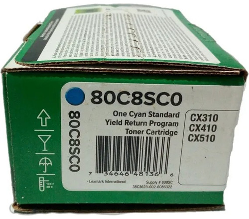 Toner Lexmark 808sc 80c8sc0 Cyan Original Cx310 Cx410 Cx510