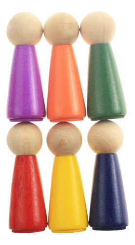 6 Piezas Rainbow Peg Dolls Juguetes Educativos Juego De