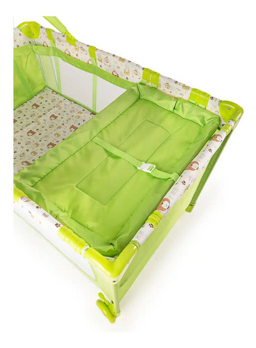 D Bebe Cuna Corral Rest Plegable Con Toldo Mosquitero Color Verde Diseño De La Tela Rosa