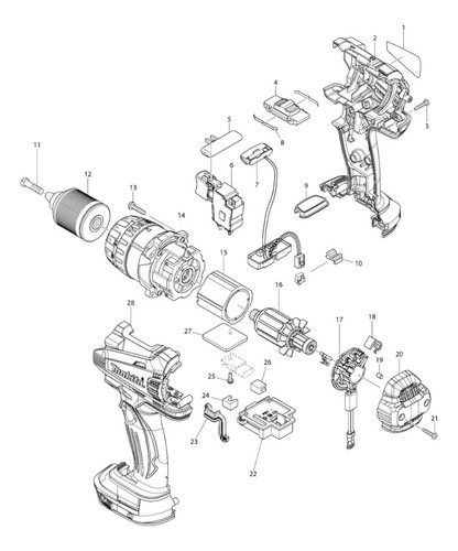 Armadura P/ Rotomartillo 18v Makita Dhp458 (619496-0)