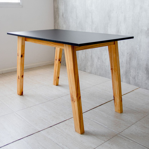 Juego Comedor Nórdico Mesa Escandinava 140 + 4 Sillas Eames Color Negro Diseño De La Tela De Las Sillas Liso