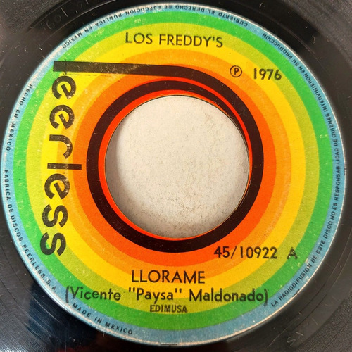Los Freddy's - Llorame / Vacio Single Lp (Usado)