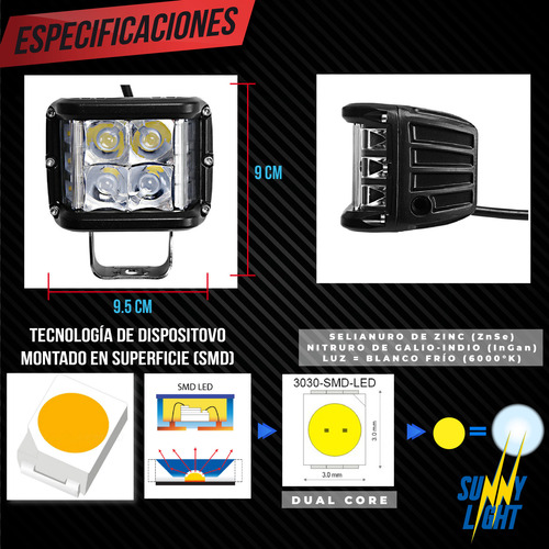 2 Faros Led Dually 35w Side Shooter Vision Lateral Jeep Rzr