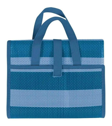 Esteira De Praia Dobrável 1,80x90cm Vira Bolsa Cor Azul