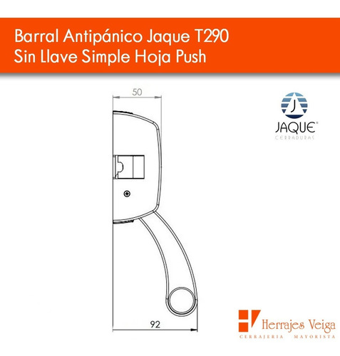 Imagen 2 de 8 de Barral Antipánico Jaque T290 Sin Llave Simple Hoja Push