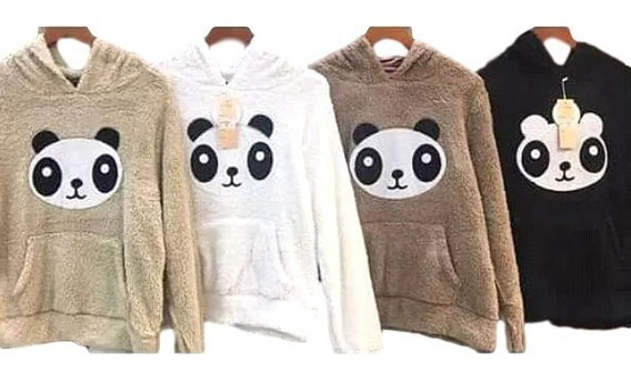 blusa panda com orelhas e capuz