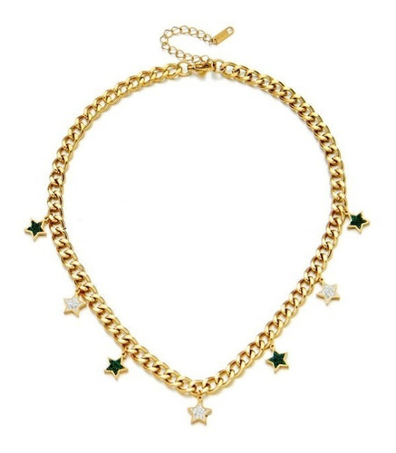 Collar Cadena Laminado En Oro Estrellas Para Mujer