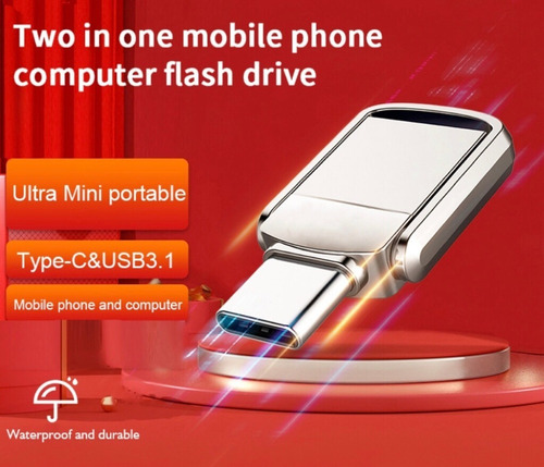 Imagen 2 de 6 de Pendrive 960 Gb Conexión Usb/c Metálico Pc Notebook Celular