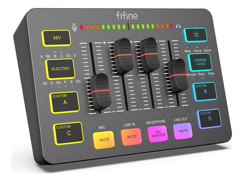 Interfaz Mixer Streaming Fifine Ampligame Sc3