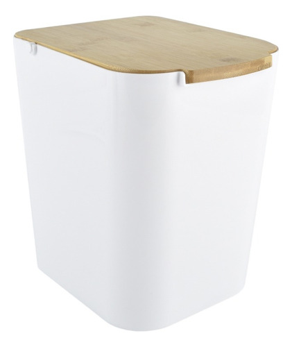 Bote Basura Zense Con Tapa Yamena Blanco/bambu Color Blanco