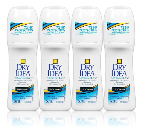 Dry Idea Perspirant Deodorant Roll-on 4 Pack 3.25 Oz