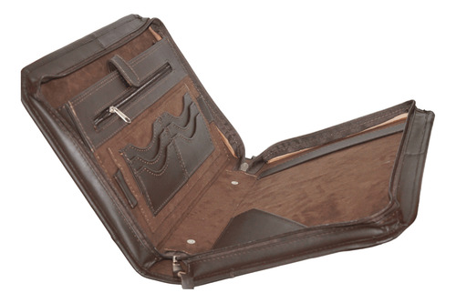 Carpeta Portafolio Profesional De Piel Res Multifuncional Chocolate Lisa