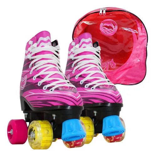 Patines 4 Ruedas Soy Luna Rosa Riel de Plastico infantil con Mochila