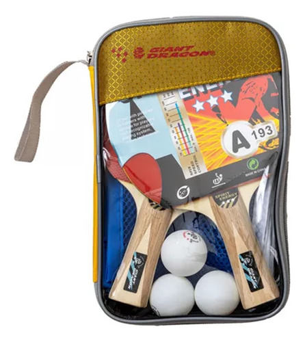 Set 3 Pelotas 2 Paletas Red Giant Dragon Ping Pong Mesa