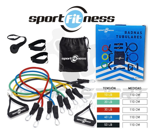 Imagen 2 de 5 de Kit Bandas Elásticas Tubulares X 10 Piezas Sport Fitness Gym