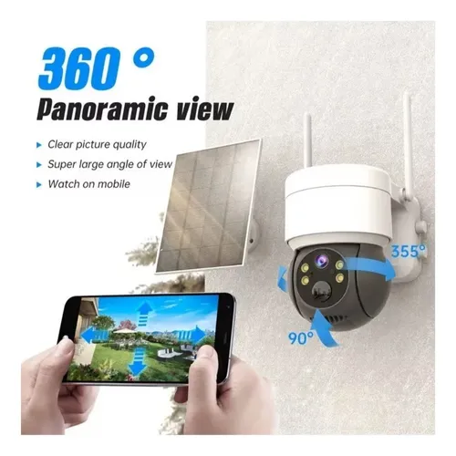 Cámara Solar Para Exteriores Ip 1080 Inalámbrica 360 Blanco