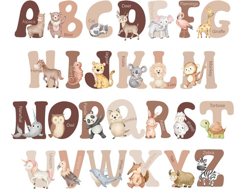 Adhesivos De Pared De Alfabeto Animal Boho Abc Letras G...