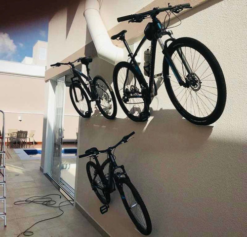 Imagem 10 de 10 de 3 Suportes De Parede Para 3 Bicicletas Com Bases Articuladas Cor Branco