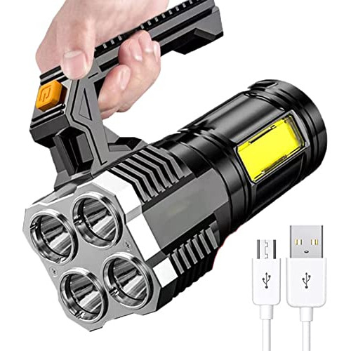 Linterna Recargable Usb, Ultra Brillante, 4 Modos De Luz